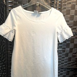 This white XS sweatshirty dress with sweet lace sleeves has only been worn once.